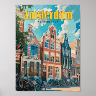 Póster Blue Sky en Amsterdam Países Bajos Viajes de época