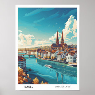Póster Blue Sky en Basilea Suiza Viajes de época