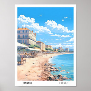 Póster Blue Sky en Cannes Francia Viaje de Vintage