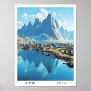 Póster Blue Sky en Lofoten Noruega Viajes de época