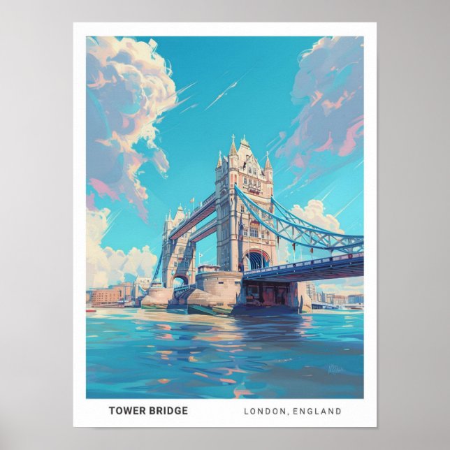 Póster Blue Sky en Tower Bridge Londres Inglaterra Viajes (Frente)