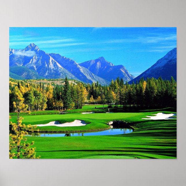 Póster Blue Sky Green Grass Mountain Image Golf Poster (Frente)