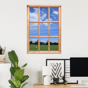 Póster Blue Sky over the Park View - Faux Window