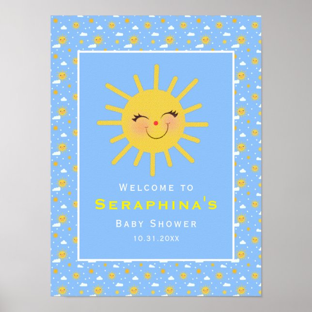 Póster Blue Sky Sonriendo Baby Shower Sunshine amarillo (Frente)