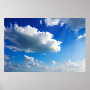 Póster Blue sky with cloud closeup.