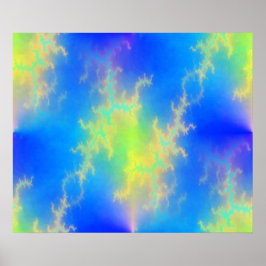 Póster Blue Sky y Golden Yellow Lightning Bolts