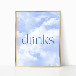 Póster Blue Sparkly Clouds Bebe el Rótulo de la mesa