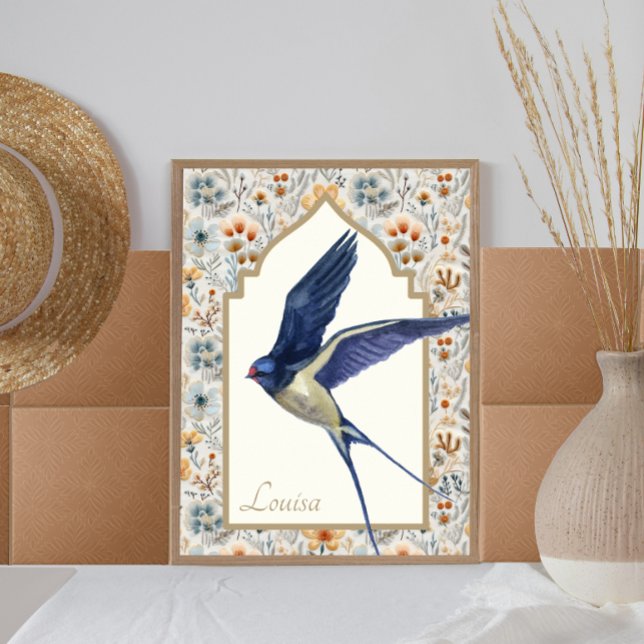 Póster Blue Sparrow Ornate Wildflower Personalizado Wall  (Subido por el creador)