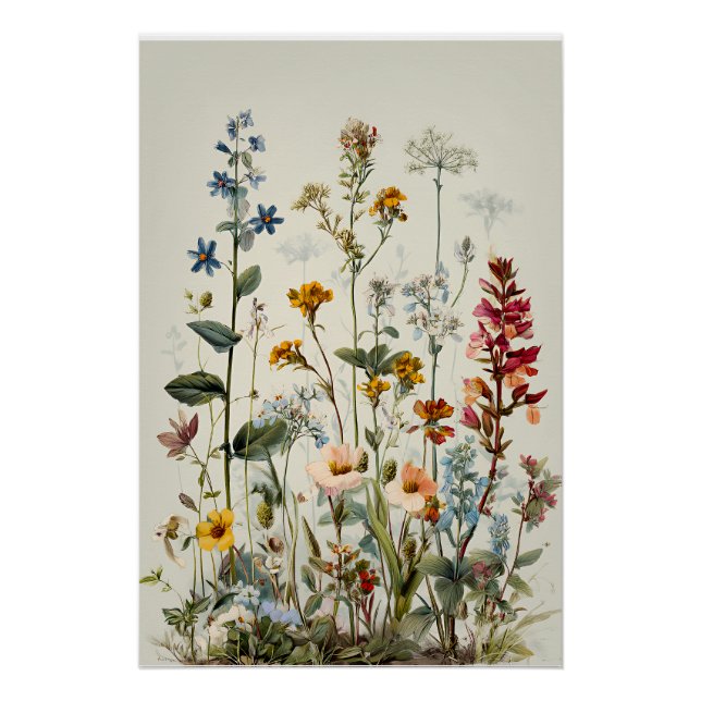 Póster Blue Spike Wildflower Bouquet (Anverso)