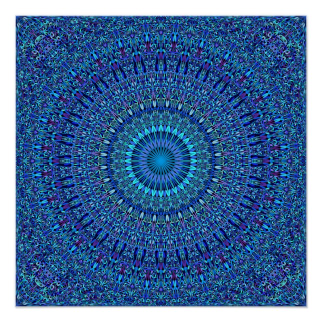 Póster Blue Spirit Flower Garden Mandala (Anverso)