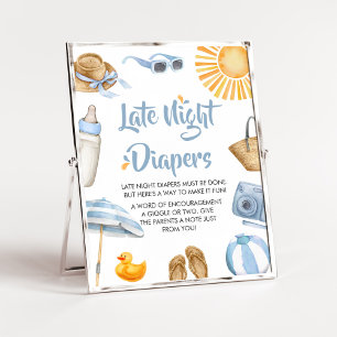 Póster Blue Splish Splash Baby Shower Late Night Diapers