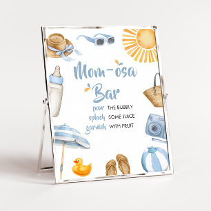 Póster Blue Splish Splash Baby Shower Mom Osa Bar