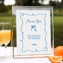 Blue Squiggle Frame Bow Bridal Shower Mimosa Bar