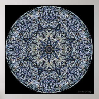 Póster Blue Stain-Glass Mandala