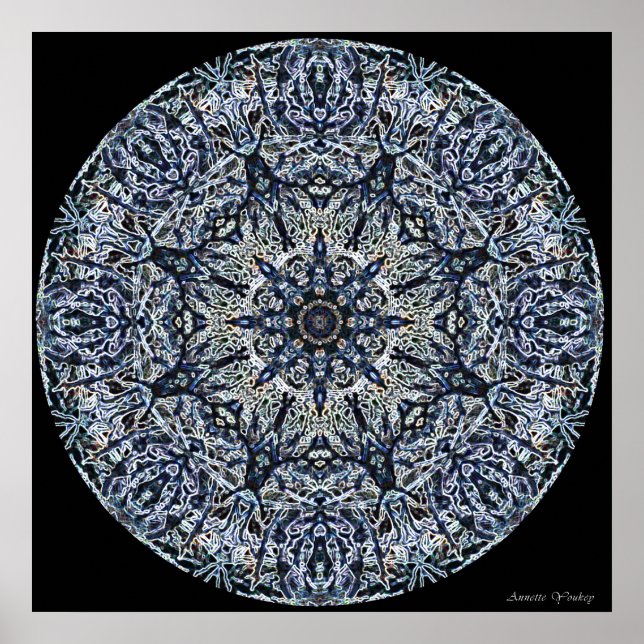 Póster Blue Stain-Glass Mandala (Frente)
