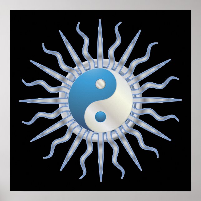Póster Blue Starburst Yin Yang (Frente)