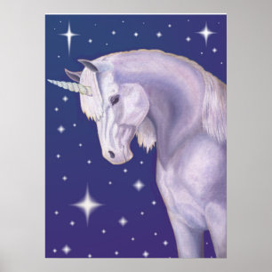 Póster Blue Starry Unicorn