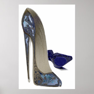 Póster Blue Stiletto Shoes Art