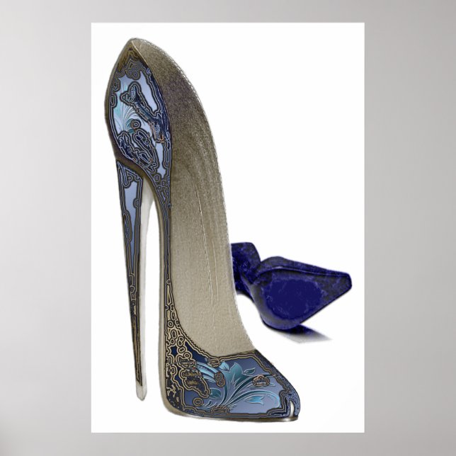 Póster Blue Stiletto Shoes Art (Frente)