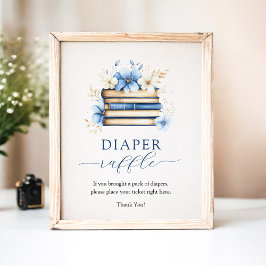 Póster Blue Storybook Baby Show Diaper Raffle Game Poster