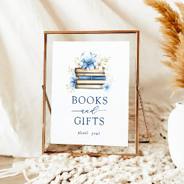 Póster Blue Storybook Baby Shower Books and Gifts Sign