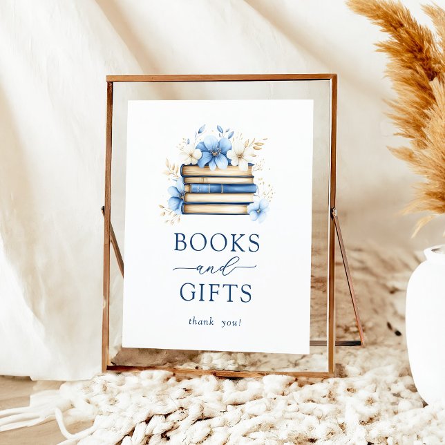 Póster Blue Storybook Baby Shower Books and Gifts Sign (Subido por el creador)