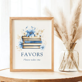 Póster Blue Storybook Baby Shower Favors Sign
