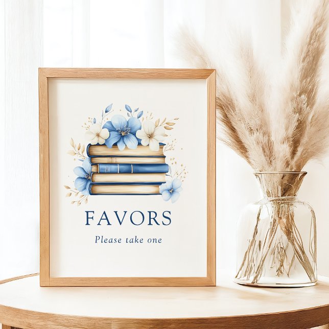 Póster Blue Storybook Baby Shower Favors Sign (Subido por el creador)