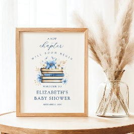 Póster Blue Storybook Baby Shower Welcome Sign Poster