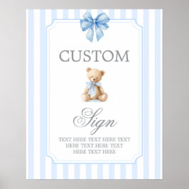 Póster Blue Stripes Bear Customized sign