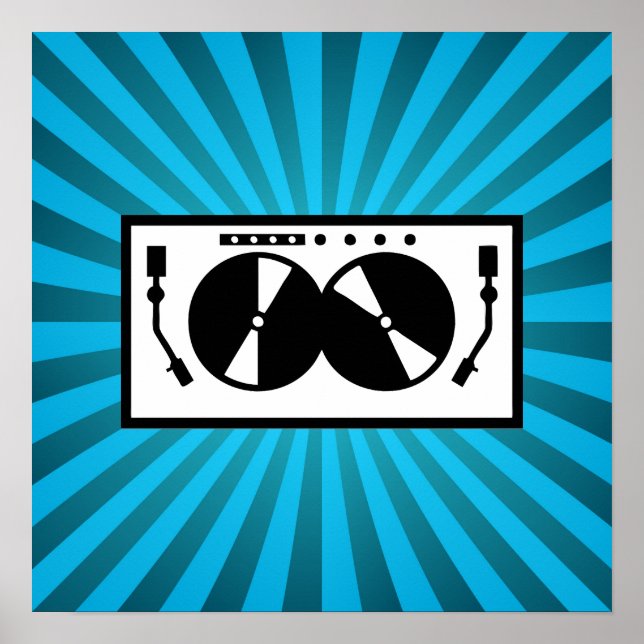 Póster Blue Sunburst DJ Turnable Music (Frente)