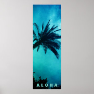 Póster Blue Sunset Aloha Hawaii Palm Trepics Viajes