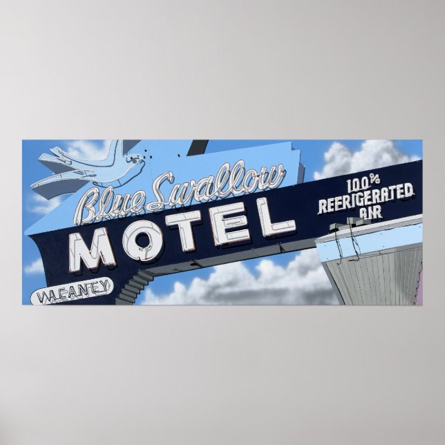 Póster Blue Swallow Motel en la Ruta 66 Retro Poster (Frente)