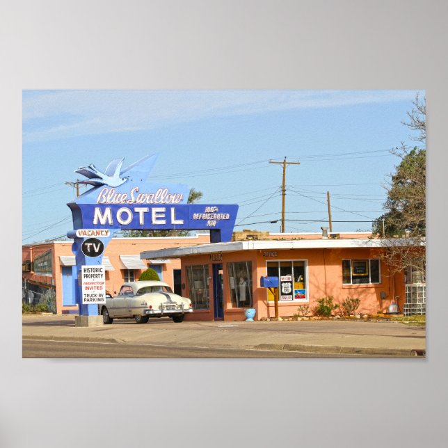 Póster Blue Swallow Motel, Route 66, Nuevo México (Frente)