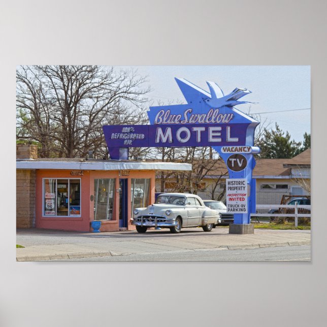 Póster Blue Swallow Motel, Tucumcari, Nuevo México (Frente)