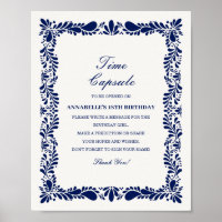 Blue Talavera Tile Time Capsule Baby Birday Game