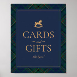 Póster Blue Tartan Plaid Rocking Horse Cards & Gifts