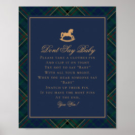 Póster Blue Tartan Plaid Rocking Horse Dont Say Baby