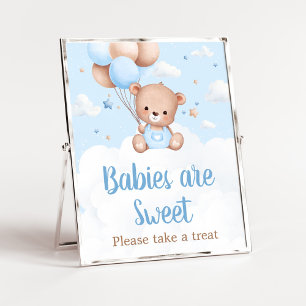 Póster Blue Teddy Bear Baby Shower Los bebés son Rótulo d