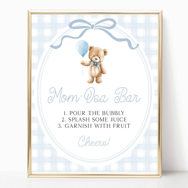 Póster Blue Teddy Bear Baby Shower Mimosa Bar Sign (Subido por el creador)