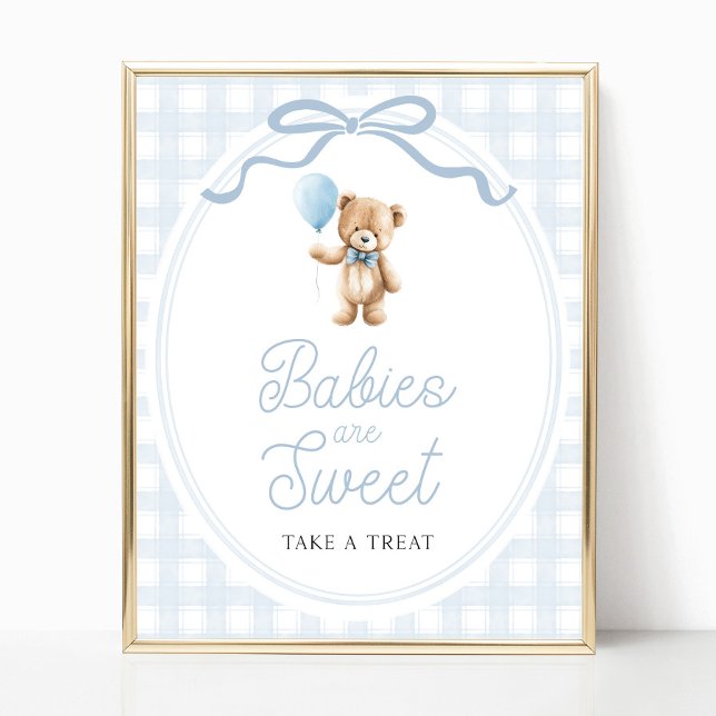 Póster Blue Teddy Bear Baby Shower Sweets Table Sign (Subido por el creador)