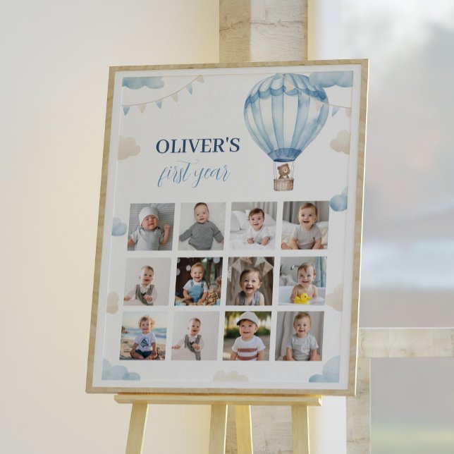 Póster Blue Teddy Bear Boy Rótulo de foto de cumpleaños (Subido por el creador)