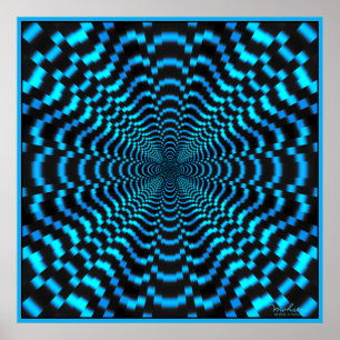 Póster Blue Time Tunnel Optical Illusion