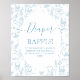 Póster Blue Toile Bear Baby Shower Boy