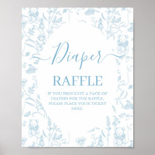 Póster Blue Toile Bear Baby Shower Boy