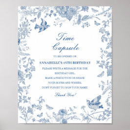 Póster Blue Toile De Jouy Time Capsule Baby Birday Game