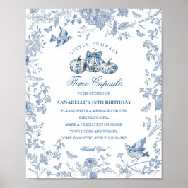 Póster Blue Toile Pumpkin French Fall Time Capsule