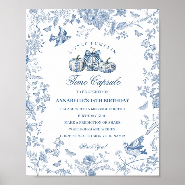 Póster Blue Toile Pumpkin French Fall Time Capsule (Frente)