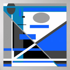 Póster Blue Turquoise Gris Black White Geometría MXM