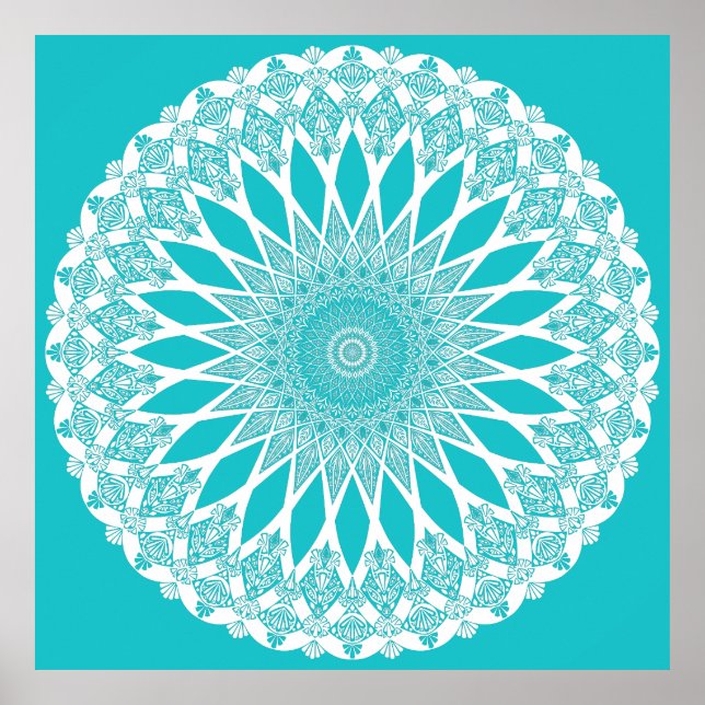 Póster Blue Turquoise Tristyns Mandala (Frente)